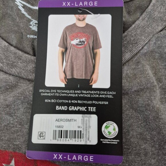 Aerosmith Band Graphic T-Shirt Men's 2XL Washed Gray - NWT - Picture 5 of 7